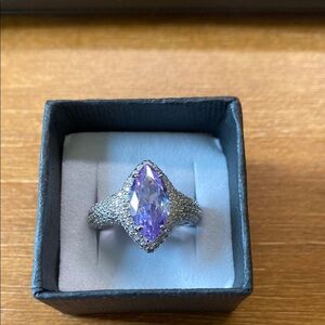 Purple and Silver Ring with Intricate Design
